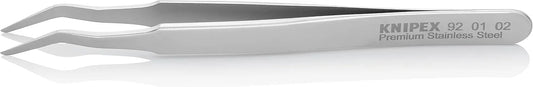 KNIPEX Tools 92 01 02 Premium Stainless Steel Positioning Tweezers-35°Angled-SMD, 4-3/4"