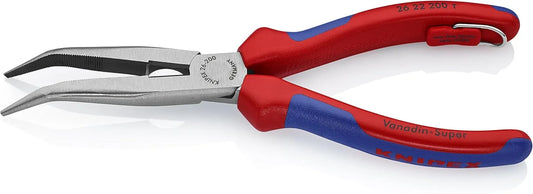 Knipex Tools 26 22 200 T BKA 8" Angled Side Cutting Long Nose Pliers with Tether Attachment-Comfort Grip