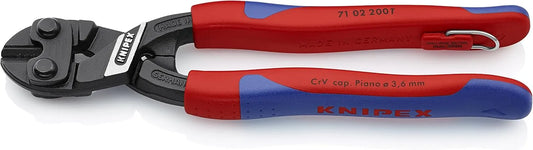 Knipex Tools 71 02 200 T BKA 8" High Leverage Cobolt Cutters, Tether Attachment - Comfort Grip,
