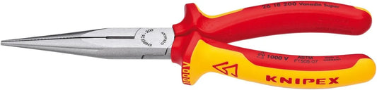 KNIPEX Tools - Long Nose Pliers With Cutter, 1000V Insulated (2618200SBA),Yellow