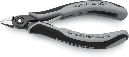 KNIPEX 5" Precision Electronics Side Cutter ESD w/Pointed Head, Ergonomic Grip (7932125ESD)