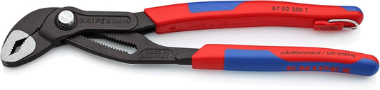 KNIPEX 87 02 250 T BKA, 10 in. Cobra® Water Pump Pliers-Tethered, Cap 2 in.