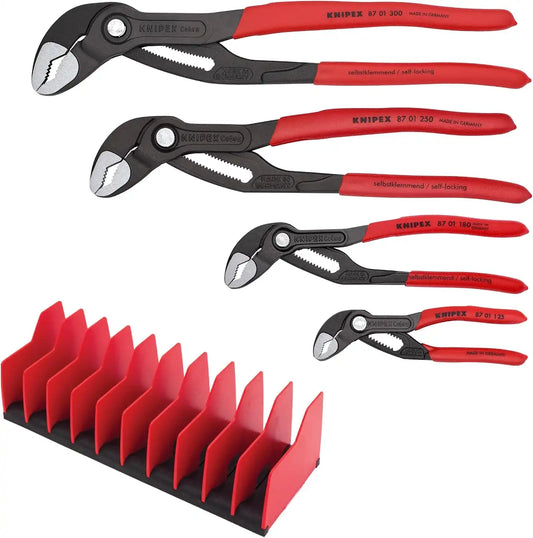 KNIPEX Tools 9K 00 80 138 US 4 Pc Cobra® Pliers Set with 10 Pc Tool Holder