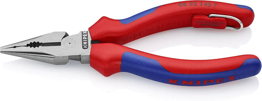 Knipex Tools 08 22 145 T BKA 5 3/4" Needle Nose Combo Pliers with Tether Attachment - Comfort Grip,