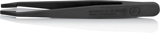 KNIPEX Tools 92 09 04 ESD Plastic Gripping Tweezers-Blunt Tips-ESD, 4-1/2", Black