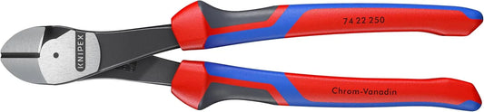 Knipex 7422250SBA 10-Inch High Leverage Angled Diagonal Cutters - Comfort Grip