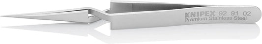 KNIPEX Tools 92 91 02 Premium Stainless Steel Gripping Cross-Over Tweezers-Needle-Point Tips, 4-3/4"