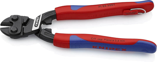 Knipex Tools 71 02 200 T BKA 8" High Leverage Cobolt Cutters, Tether Attachment - Comfort Grip,