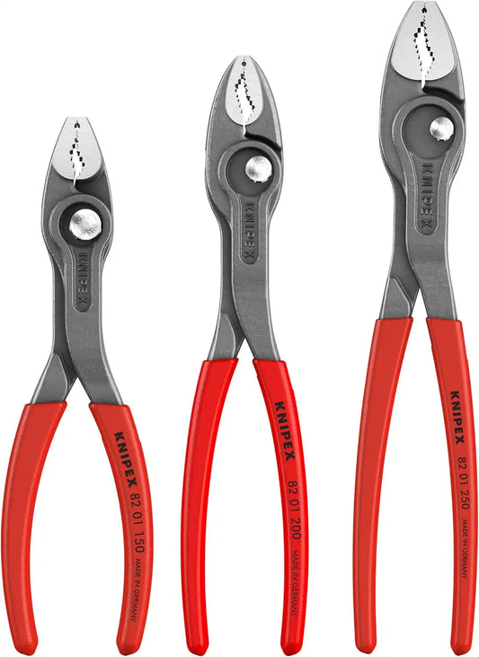 KNIPEX Tools 00 19 61 V01 3 Pc TwinGrip Pliers Set in a Tool Roll, Plastic Dipped (6", 8", 10")