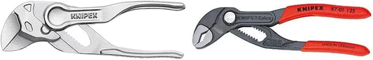 Pliers Wrench XS and KNIPEX Tools - Cobra Water Pump Pliers (8701125), 5-Inch,Red and Silver Bundle