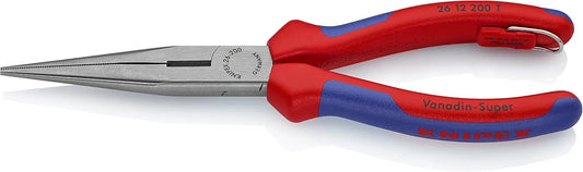 Knipex Tools 26 12 200 T BKA 8" Long Nose Pliers with Cutter, Tether Attachment - Comfort Grip,