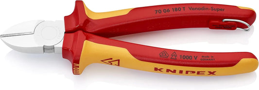 KNIPEX Tools 70 06 180 T Diagonal Cutters-1000V Insulated-Tethered Attachment, 7"
