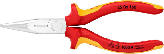 KNIPEX - 25 06 160 Tools - Long Nose Pliers With Cutter, Chrome, 1000V Insulated (2506160)