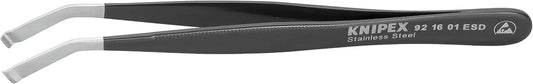 KNIPEX Tools 92 16 01 ESD Stainless Steel Positioning Tweezers-35°Angled-ESD, 4-3/4"