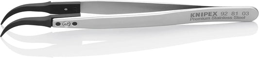KNIPEX Tools 92 81 03 Premium Stainless Steel Gripping Tweezers-60°Angled-Pointed Tips, 5-1/4"