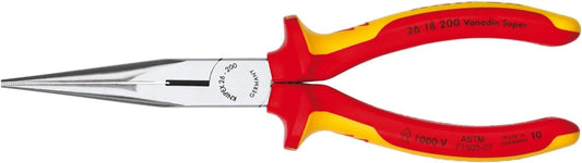 KNIPEX Tools - Long Nose Pliers With Cutter, 1000V Insulated (2618200SBA),Yellow