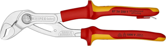 KNIPEX 87 26 250 T, 10 in. Cobra® Water Pump Pliers-1000V, Capacity 2 in.