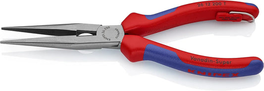 Knipex Tools 26 12 200 T BKA 8" Long Nose Pliers with Cutter, Tether Attachment - Comfort Grip,