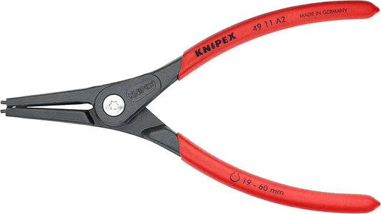 KNIPEX - 49 11 A2 Tools - Precision Circlip Pliers, External, Straight, 3/4-2 23/64" Shaft Dia. (4911A2)