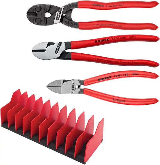 KNIPEX Tools 9K 00 80 137 US 3 Pc Cutting Pliers Set with 10 Pc Tool Holder