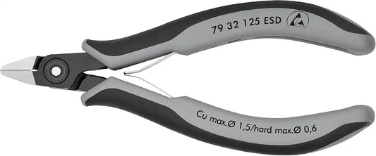 KNIPEX 5" Precision Electronics Side Cutter ESD w/Pointed Head, Ergonomic Grip (7932125ESD)