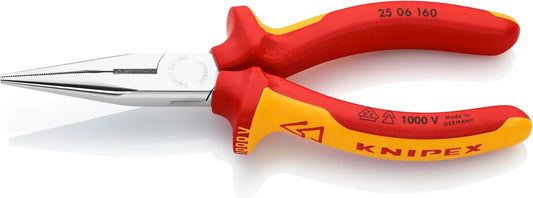 KNIPEX - 25 06 160 Tools - Long Nose Pliers With Cutter, Chrome, 1000V Insulated (2506160)