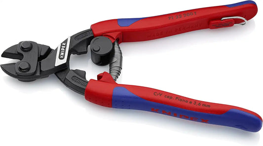 Knipex Tools 71 32 200 T BKA 8" High Leverage Cobolt Cutter with Notch & Spring, Tether Attachment-Comfort Grip,